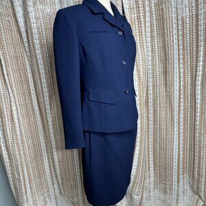 Petite Sophisticate Navy Skirt Suit Set- 8 Petite- Blazer and Pencil Skirt